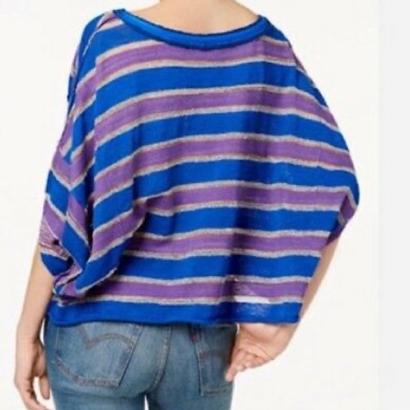 Free People Love Me Too Dolman Blue/Purple Striped Sweater Size S/P - Picture 4 of 9